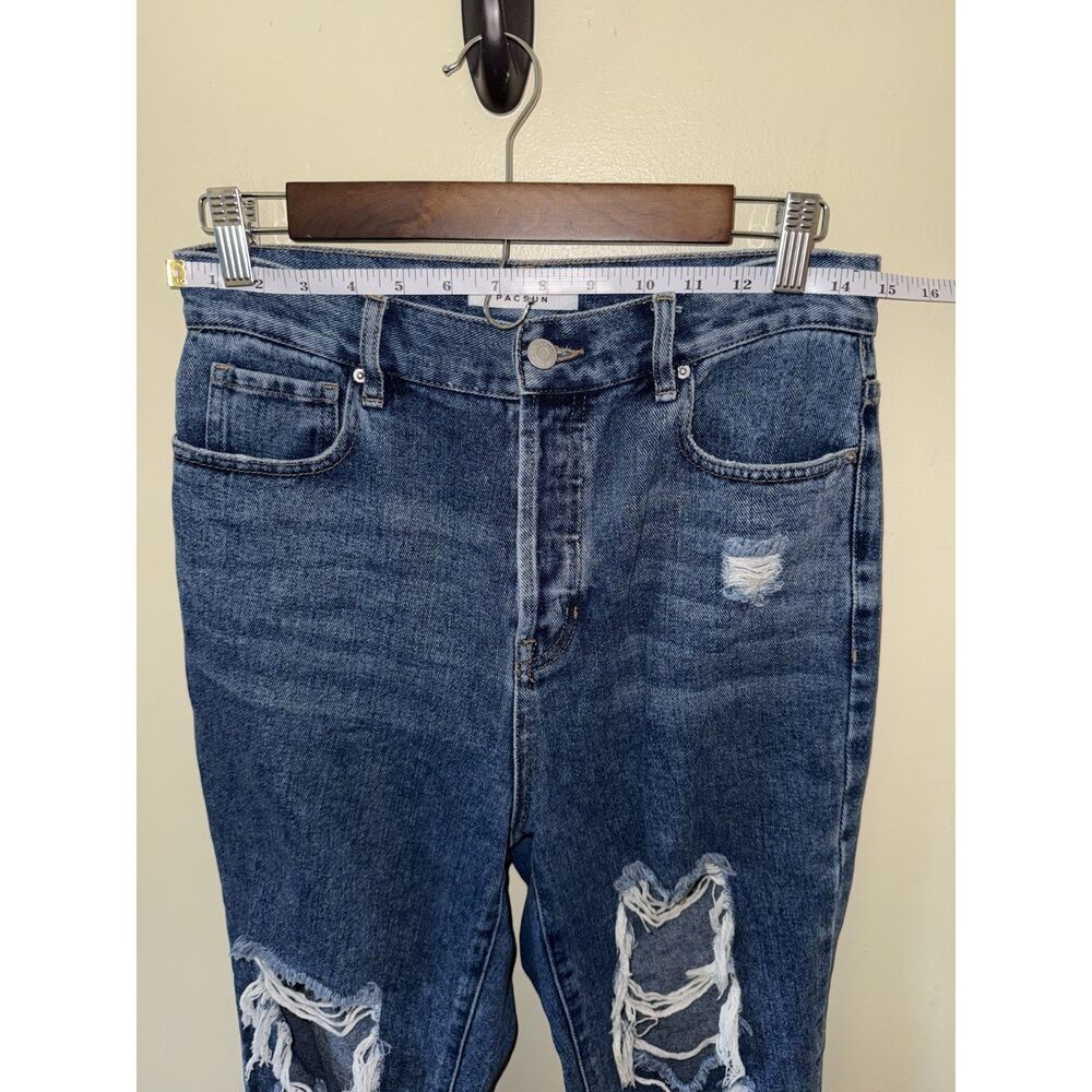 PacSun Distressed High Rise Straight Leg Jeans Button Fly Raw Hem Size 28 - Picture 10 of 10